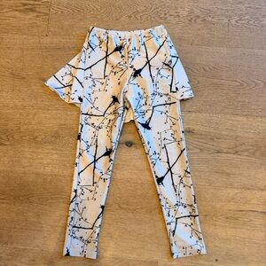 Girls wolf and Rita White Leggings with Black Splatter Ruffle Skirt